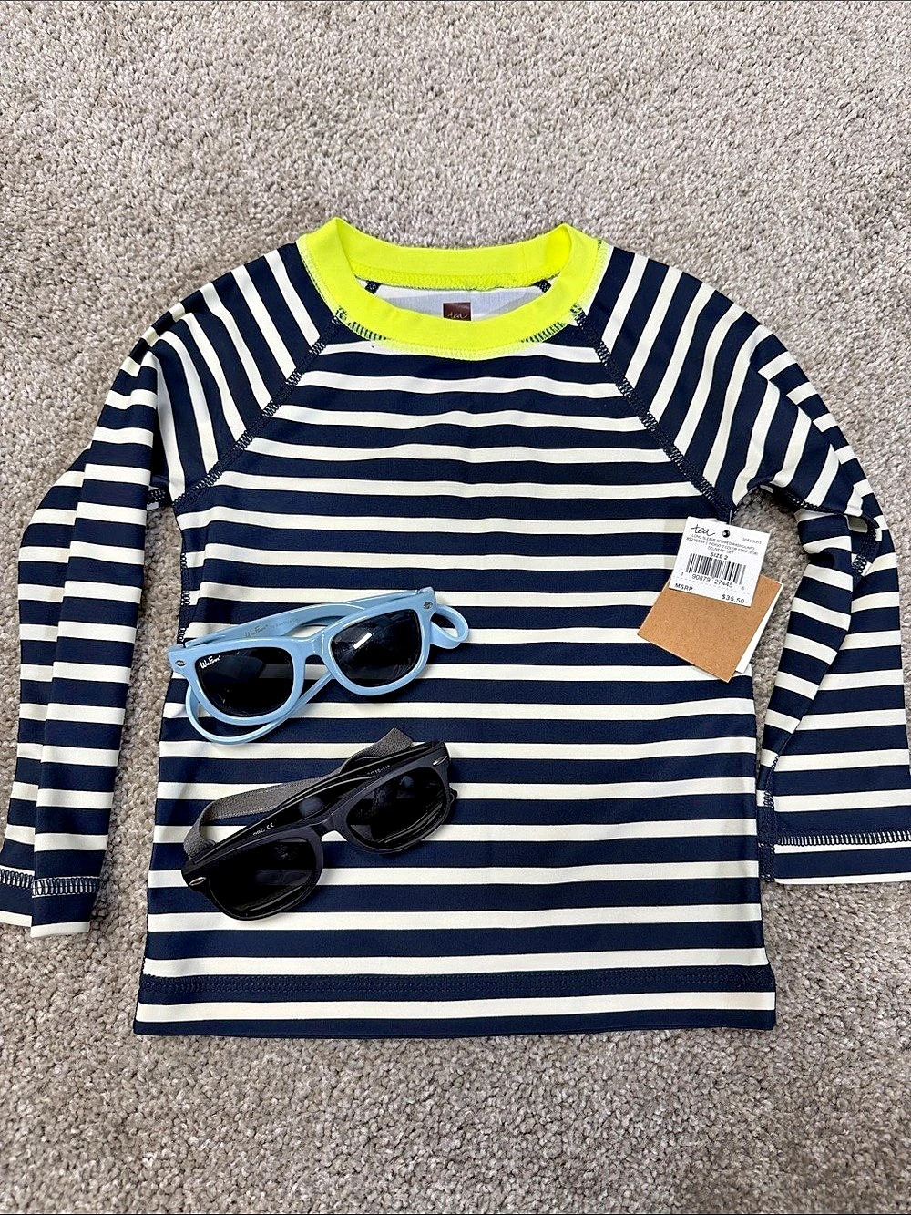 Tea Collection Long Sleeve Striped Rashguard and Sunnies